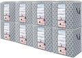 Storage Bags 8 Pack 100L Clothes Organization and Storage Containers | Large Blanket for Comforters,Bedding, Foldable Organizer with Reinforced Handle, Clear Window, Sturdy Zippers, Light Grey by WiseLife