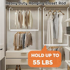 Hanging Closet Rod Adjustable Width Height Closet Rod For Hanging Clothes White 1 Pack Closet Extender Hanging Rod Clothes Space-Saving Hanging Bar Organizer - Image 2