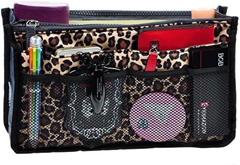 Vercord Purse Organizer Insert for Handbags Bag Organizers Inside Tote Pocketbook Women Nurse Nylon 13 Pockets Leopard Small - Image 2