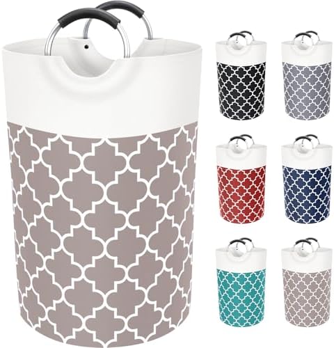 Large Laundry Basket, 75L Tall Collapsible Hamper with Handles, Khaki by Fabspace
