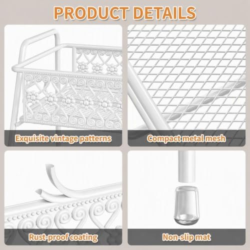Vintage 3 Tier Spice Rack Organizer for Kitchen Counter White - Image 3