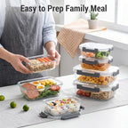 Dealusy 10 Sets 36 oz & 12 oz Glass Food Storage Containers with lids, Gray - Image 6