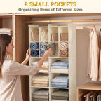 5 Tier Hanging Closet Organizer, 14 Compartments Dual Row Storage, Beige | Closet Organizers and Storage with Large & Small Pockets, 3 Sturdy Hooks Support Heavy Loads, Ideal for Dorm, Garment Rack - Image 5