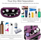 Bukere Portable Shower Caddy College Dorm Room Essential, Shower Caddy Tote Bag for Student, Girl, Women, Separate Compartment, Large Capacity, Quick Dry Mesh Base for Travel, Gym, Camp, Purple - Image 2