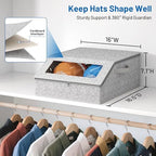 AOODA Sturdy Hat Storage for Baseball Caps, Holds up to 24 Caps Clear Hat Organizer for Closet, Bedroom, Wide Hat Box with Cardboard (Grey) - Image 2