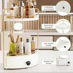 2-Tier Corner Bathroom Countertop Organizer with Drawer - Image 3