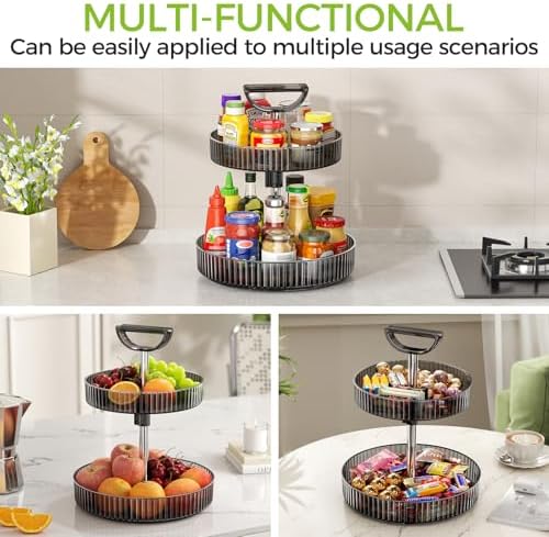 Lazy Susan Organizer – 2 Tier Rotating Spice Rack Turntable, 11.4" Plastic Spinning Organizer for Kitchen Cabinet Pantry Countertop Cupboard Bathroom Storage - Image 5