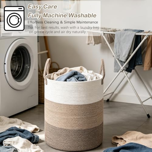 105L Extra Large Laundry Basket,Clothes Hamper with Handles- Brown - Image 6