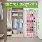 Over the Door Shoe Organizer with 40 Large Breathable Mesh Pockets, Space Saving Shoe Holder, Hanging Shoe Rack for Entryway Bedroom Closet Storage (Pink, 40 Pockets) - Image 4