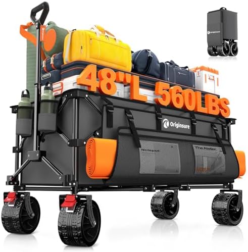 Originsure 300L Collapsible Beach Wagon Cart with Big Wheels, 560lbs, Grey by Unknown