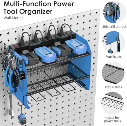 CCCEI Wall Mount Modular Tool Charging Organizer, Blue, 1 Pack, 3 Tier. - Image 5