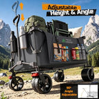 400L Folding Wagon Cart with Brakes & Removable Table, 500lbs Heavy Duty Collapsible Wagon, Big All-Terrain Wheels for Camping, Sports, Grocery, Outdoor - Gray - Image 7