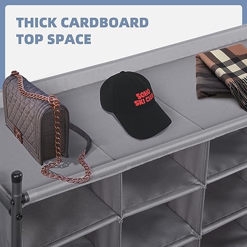 STORAGE MANIAC Stackable Shoe Cubby Organizer, Free Standing Shoe Cube Rack for Entryway, Bedroom, Apartment, Closet, 20-Cube Gray - Image 6