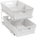 Simple Houseware 2 Tier Pull-Out Sliding Drawer Under Sink Storage, White by SimpleHouseware