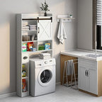 Vabches Over The Toilet Storage Cabinet with Sliding Barn Door. White - Image 5