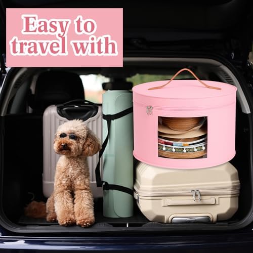Chunful Hat Box for Women Storage Cowboy Hat Box, Pink, Height 10.2 Inches - Image 6