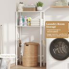 Over The Toilet Storage, Freestanding 2-Tier Bamboo Bathroom Shelves, Above Toilet Organizer for Home Washroom, Bathroom Decor (White) - Image 7