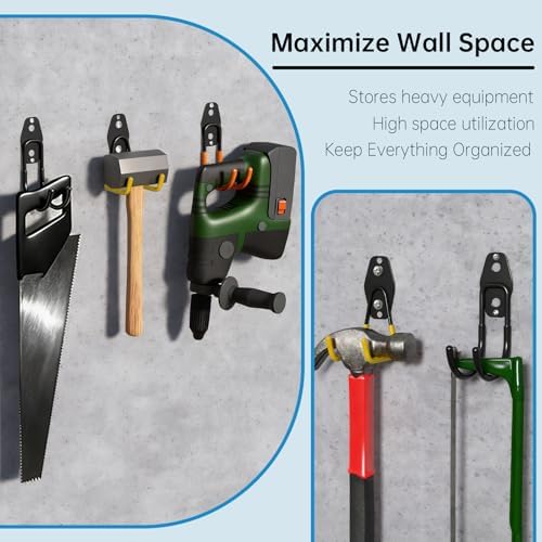 GeeWatom 2 Pack Garage Storage Utility Hooks，Garage Garden Tool Organizer，Steel Wall Mount Hooks, Garden Small U Hooks (Yellow) - Image 5