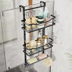 SWTYMIKI Over the Door Shower Caddy - 3 Tier Adjustable Shower Organizer Hanging with Soap Holder, No Drilling Stainless Steel Bathroom Rack Hanging for Body Wash, Shampoo, Soap, Razor, Black by SwtyMiki-TidyHomeSweetLife
