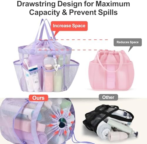 Mesh Shower Caddy Portable with Drawstring - 2-Handle Shower Bag for Dorm - Image 2