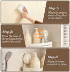 No-Drilling Corner Suction Cup Shower Caddy(1-Pack Cream White),Rust-Proof and Durable Bathroom Organizer with Towel Bar & Hooks,Modern Large-Capacity Wall-Mounted Shower Shelf - Image 3