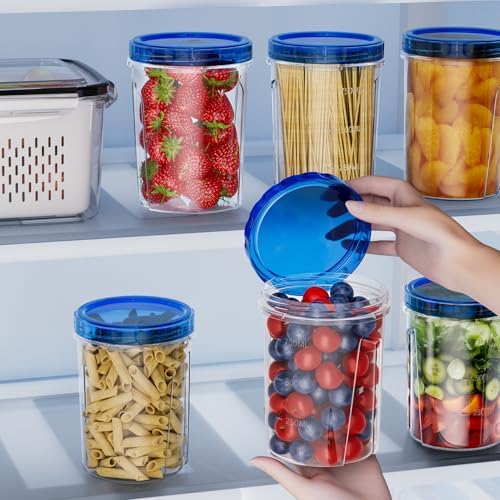 6 Pack-32 OZ Freezer Storage Containers, Round Plastic Containers with Twist Top Lids, BPA Free Food Storage Containers, Leakproof Meal Prep Containers Microwave/Dishwasher Safe - Image 4