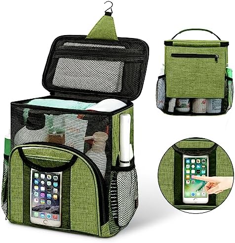 Attmu Portable Shower Caddy College Tote Bag, Quick Dry Hanging Toiletry Bag, Large Capacity Mesh Shower Caddy Portable for College Dorm Room Essentials for Boys and Girls for Bath Camping (Green) by Attmu