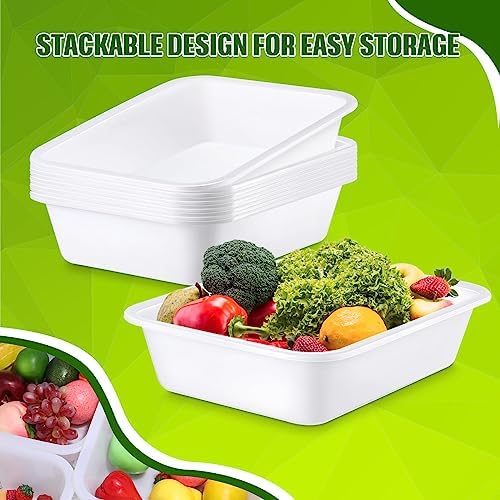 Wesiti 20 Pack 9L Commercial Bus Tubs Plastic Tub Utility Dish Bin Wash Basin Tote Box Meat Lugs Dish Pan Restaurant Supplies for Food Service Storage Butchering Fast Food Organization Kitchen, White - Image 3