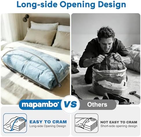 Mapambo Travel Vacuum Bags with -60000Pa LED Pump, 9 Pack Vacuum Seal Bags for Clothing Travel in 3 Combo Sizes, Vacuums Storage Bags for Clothes, Save 80% of Space (9 Combo) - Image 6