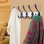 Dseap Wall Mounted Coat Rack - 5 Tri Hooks, Heavy Duty, Stainless Steel, Metal Coat Hook Rail for Coat Hat Towel Purse Robes Mudroom Bathroom Entryway (White & Black, 2 Packs) - Image 6