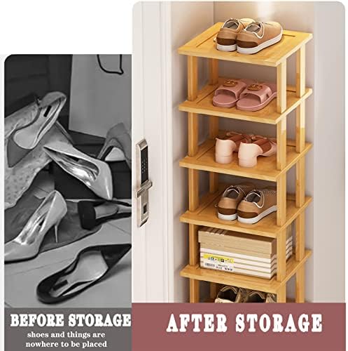 SAN HE Bamboo Shoe Rack 17 Tier- Vertical Shoe Rack for Small Spaces, Tall Narrow Shoe Rack Organizer for Closet Entryway Corner Garage and Bedroom,Skinny Shoe Shelf with Free Stackable DIY - Image 5