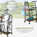 DAOUTIME Golf Bag Garage Storage Rack with Wheels, Organizer for Single Golf Bag and Equipment Accessories, Ideal for Home, Garage, Club, Shed, Basement - Sturdy Wood and Metal Construction (Black) - Image 5