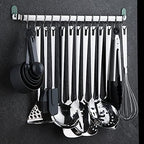 Kyraton Kitchen Utensil Rail Organizer - Wall Mounted Gourmet Rack With 14 Hooks for Hanging Knives, Mugs, Spatulas, Pots and Utensils - Image 4
