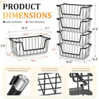 SUNALLY Stackable Storage Bins 4 Pcs Wire Baskets Freezer Organizer, Black - Image 2