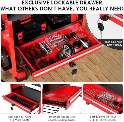 KSVO Power Tool Organizer Wall Mount with Drill Rack & Locking Drawers - Image 2