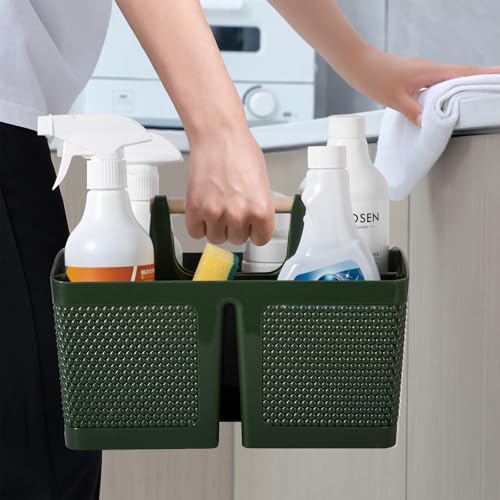 Plastic Shower Caddy, Portable Shower Basket with Handle, Dark Green - Image 4