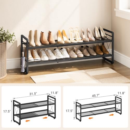 ELYKEN Shoe Rack, 2-Tier Expandable Shoe Organizer, Shoe Shelf for Closet - Image 3
