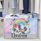 Rainbow Unicorn Storage Basket Toy Storage Bins Collapsible Cube Organizer - Image 5