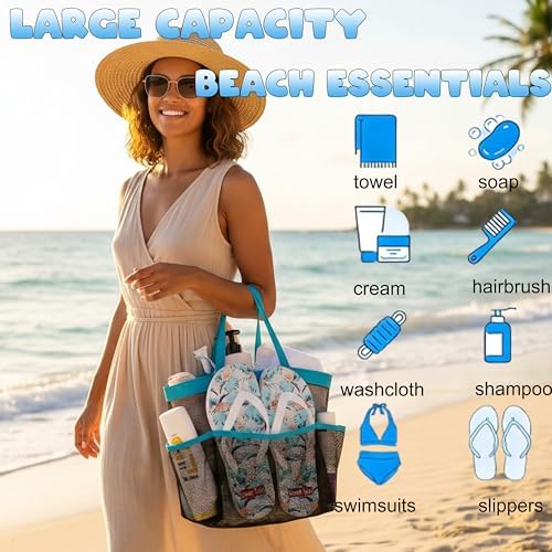 Mesh Shower Caddy Portable - 9 Pockets, Shower Bag for Dorm Room Camping - Image 2