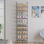 OYREL 10-Tier Metal Shoe Rack, Narrow Shoe Rack Organizer, Sturdy Shoe Shelf for Closets, Entryway, Bedroom, Garage - Silver - Image 2