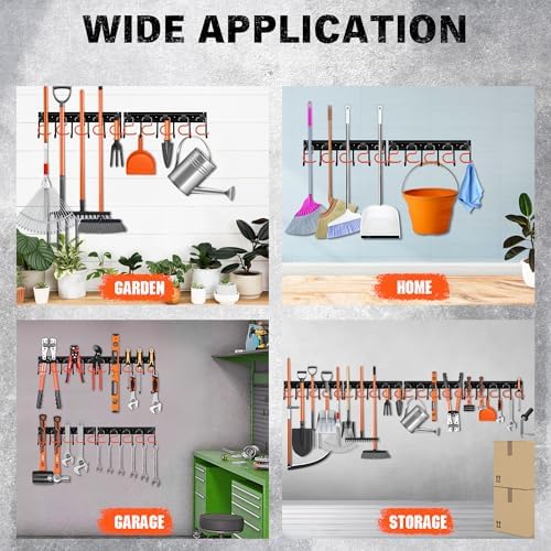 ELEAD 68'' All Metal Adjustable Garden Tool Organizer: Garage Tool Organizer Wall Mount with Orange Hooks, Garage Organizers and Storage, Tool Hangers for Shed - Image 7