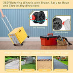 FELICON Folding Utility Cart Rolling Crate Handcart Basket Tote-Yellow+Gray - Image 5