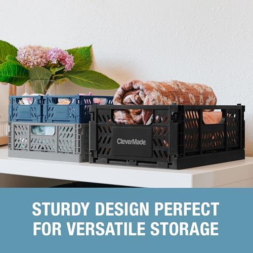 CleverMade Collapsible Mini Storage Crates, 6 Pack Organizers, 3 Sizes - Image 2