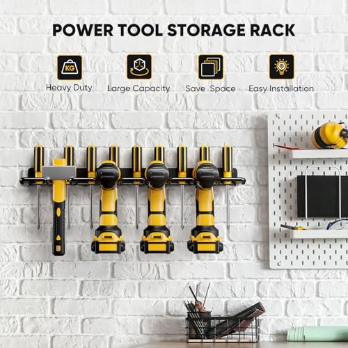POKIPO Power Tool Organizer, 4 Drill Holder Wall Mount, Heavy Duty Garage Tool Organizer and Storage, Suitable Tool Rack for Tool Room, Workshop, Garage - Image 6