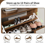 Shoe Cabinet Storage for Entryway with 2 Flip Drawers, Narrow Shoe Cabinet for Entryway, Hidden Slim Shoe Organizer Rack Cabinet (Brown, 23.6" W) - Image 4
