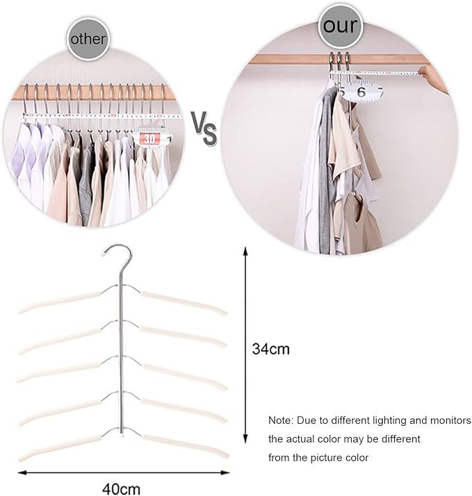 Blouse Tree Hangers Multi-Layer Clothes Hangers 3 Pack 5 in 1 Non Slip Space Saving Closet Organizer Stainless Steel Shirt Hanger Coats Hangers(3 Pack) - Image 5