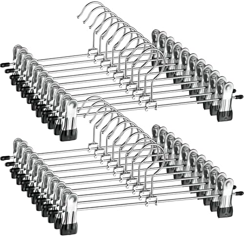 ZOBER Metal Pants Hangers with Clips, Skirt Clothes Hangers, 20 Pack by ZOBER