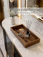 DEMIGO Valet Tray & Catchall, Dark Brown Acacia Wood Organizer, 12.2 x 6 in - Image 6