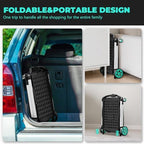 200LBS Collapsible Shopping Cart with 2 Storage Crates, 8-in-1 Portable Foldable Utility Cart with Foot Brake for Picnic, Supermarket, Grocery, Office, Outdoor, Blue - Image 4