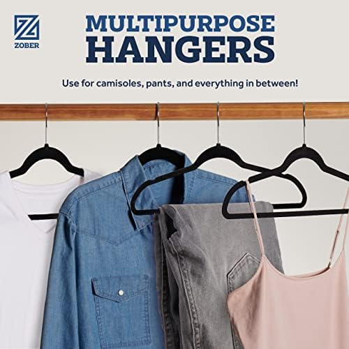 Zober Black Velvet Hangers 50 Pack, Slim Non Slip Clothes Hangers | Slim velvet hangers with pants bar, felt hangers, flocked hangers, non slip hangers, coat hangers for suits, shirt hangers - Image 6